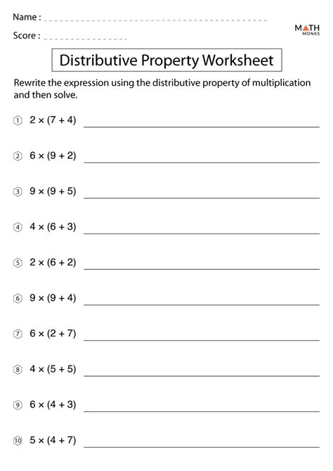 distributive property worksheet pdf